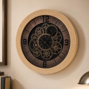 27 Inch Large Real Moving Gears Wall Clock for Living Room Decor, Industrial Vintage Oversized Wall Clock with Big Arabic Numerals