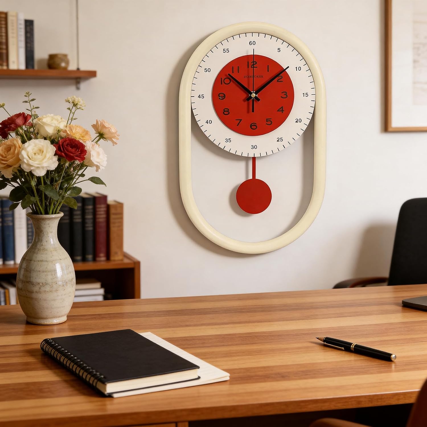 b0ghyl18bm 1 Modern Pendulum Wall Clock for Living Room Kitchen Bedroom Farmhouse Decor, Silent Non Ticking Decorative Hanging Clock